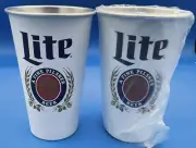 MILLER LITE A Fine Pilsner Beer 22 oz Aluminum Cups Set Of Two (2) NEW Free Ship