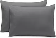 Bare Home Microfiber Pillow Cases - Toddler Size Set of 2 Cooling Pillowcases Double Brushed Grey Pack Easy Care (Toddler Pillowcase 2, Grey)
