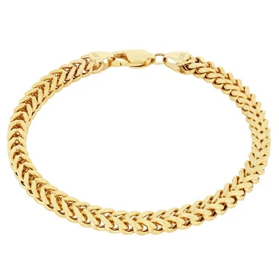 10k Yellow Gold 5mm Franco Box Square Wheat Foxtail Bracelet Chain Mens 8.5"