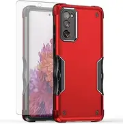 Asuwish Phone Case for Samsung Galaxy S20 FE 5G 6.5 inch with Tempered Glass Screen Protector Cell Cover Hybrid Shockproof Hard Protective S 20 EF UW 2022 S20FE5G S20FE 20S S2O Fan Edition 4G G5 Red