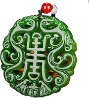 [JHBTANADFEL] Chinese Jadeite Necklace， Natural Jade Pendant Necklace Charm Jadeite Jewelry Double-sided Hollow Carved Jade Pendant