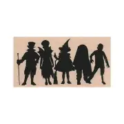 Mounted Rubber Stamp, Kids in Costumes, Halloween, Trick or Treat, Kids Stamp