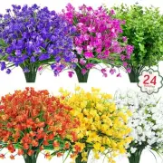 24 Bundles Artificial Flowers for Outdoors Decoration UV Resistant Multi Color