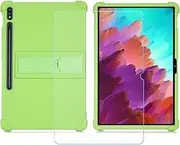 Case for Samsung Galaxy Tab A9 + Tempered Glass Screen Protector, Slim Black Shock-Absorption Soft TPU Bumper Protective Phone Case Cover for Samsung Galaxy Tab A9 (8,7") - Green