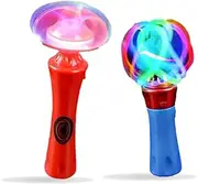 Spinning Light Up Toys - Set of 2 Spinner Wand Sensory Toys For Kids | Magic Ball Spinning Light Wand and Spinning LED Orbiter Wand | Gift or Party Favor For Children with Autism, Toddler, Boys, Girls