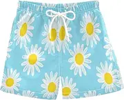 [RPLIFE] Kids Swim Trunks for Boys, Anti Chafe Swim Trunks for Boys 2 T, Daisies Light Blue