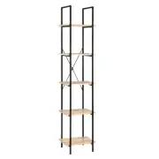 Design Square Randy 5-Tier Narrow Bookcase Display Shelf - Oak/Black