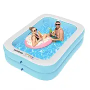 Inflatable Swimming Kiddie Pool for Adults Kids Ages 4-8-12, Size 79" x 59" x...