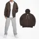 Nike 外套 Solo Swoosh Jacket 棕 咖啡 白 連帽 內刷毛 男款 保暖 小勾 DR0404-237