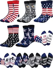 [Halfchet] 5 Pairs American Flag Taco Socks for Men Funny Crew Patriotic Mexican Fiesta Socks Novelty Socks for Holidays Gifts