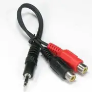 3.5mm 1/8" Stereo Male Plug to 2 RCA female Audio Adaptor