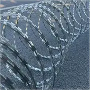 Razor Wire Barbed Wire Razor Wire Fencing, 304 Stainless Steel Razor Wire Fence, Stretched Spiral Barbed Wire Coils for Secure Sites Outdoor Garden (Color : Silver-45cm/Single Spiral, Size : 90m)