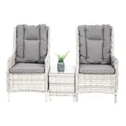 Hawaii 3 Piece Recliner Chat Set - Zen White/Grey
