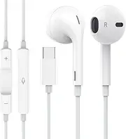 for Apple Earbuds, USB C Wired Earphones Noise Canceling Isolating with USB-C Plug (Built-in Microphone & Volume Control) for Phone 15 16 Pro max Ipad Android Smartphone and Other USB C Type C Device