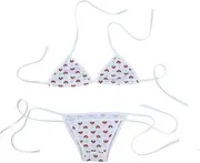 [TiaoBug] Womens Japanese Anime Cosplay Lingerie Cute Strawberry Micro Bikini Girls Bra and Panty Swimsuit 2 Set