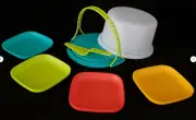 Tupperware Mini Cake Taker, Plates, & Pie Server / Cake Cutter Pastels New