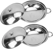 CRILSTYLEO 2Pcs Stainless Steel Pot Double Ear Design Multi Purpose Cookware for Kitchen Easy to Clean Safe and Convenient Cooking for Pots Cooking