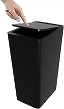Caunedy Bathroom Small Trash Can with Lid,10L Slim Bathroom Bin with Pop-Up Lid.Trash Bin for Living Room,Bedroom, Office, Kitchen, Fits Under Desk/Cabinet/Sink（Black）