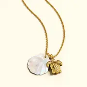Pearl Shell & Gold Sea Turtle Necklace