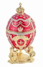 Small Egg Trinket Box on Stand. Hand Set Swarovski Crystals & Enamel.