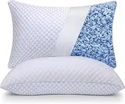 OSBED Shredded Memory Foam Pillows King Size Set of 2, Cooling Pillows for Sleeping 2 Pack, Adjustable Loft Bed Firm or Soft Pillows for Side, Back, Stomach, Hot Sleepers (20"x 36")