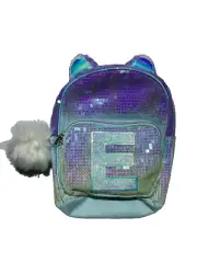 JUSTICE- Mini Sequins Backpack Purse with letter E