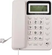 Desktop Corded Landline Phone Fixed Phone with Display Mute/Pause/Hold/Flash/Redial/Hands/Calculator Functions for Home el Office Bank Call Center - Off White