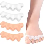 Pack of 4 Silicone Toe Separators, Hallux Valgus Correction, Repeatable Washable Gel Toe Spacer, Toe Separator for All Toes, Foot Toe Spreaders, Universal Size for Men and Women (2 Colours)