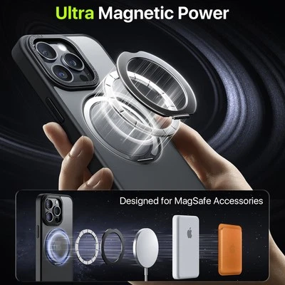 Rotatable Ring Stand Case , Compatible With MagSafe, Raised Camera Frame Kicksta
