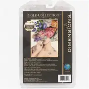 Blooming Gardens Cross Stitch Kit - Elegant Lady Design, 18 Count Ivory Aida Fab