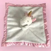 Carters Plush White UNICORN Security Blanket Pink Mane Gold Horn USED