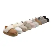 EVERAU® 2-Way Style UGG Women Removable Strap Slingback Platform Slippers Forever - Grey / AU Ladies 6 / AU Men 4 / EU 37