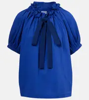 [Patou] Patou Bow-detail cotton jersey top AU 10 blue
