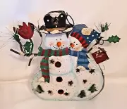 Santas WorkBench Snowman & Snowlady Metal Lantern Tea Light Holder