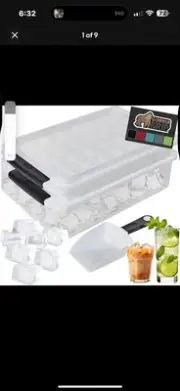 Stackable Ice Cube Tray Bucket Set with Lid Scoop Easy Release 56 Cubes Freezer