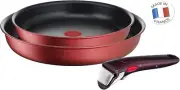 Tefal Ingenio Induction 3 Piece Non Stick Frypan Set 22, 26cm Rouge Red T-Fal