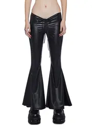 [DARKER WAVS] Reverb V-Cut Vegan Leather Bell Bottoms