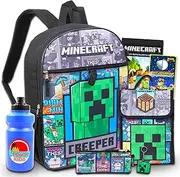 Backpack Bundle - 16' Minecraft Backpack, Lunch Box, Water Bottle, Pencil Pouch, Stickers, Minecraft Backpack Kids, Minecraft Backpack Set, Minecraft Backpack, Minecraft Lunch Box, Minecraft