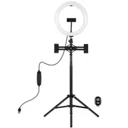 10.2 Dual Phone Tripod With Usb Ring Light & Remote Tripods & Monopods