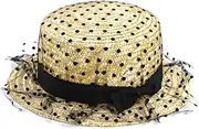 [COLLBATH] Beautiful Lace Sun Cap Women Straw Sun Hat for Beach Sailing Fishing Hat Protective Brim