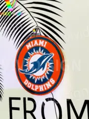 16"x16" Miami Dolphins Logo 3D LED Lighted Sign Neon Lamp Beer Bar Hanging