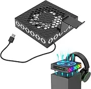 Cooling Fan for Series X, Intelligent Temperature Control Auto Mode Cooling System RGB Lights Console Cooler with Headset Holder