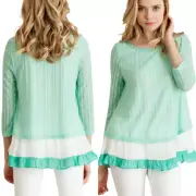 Entro Top Size S Green Bohemian Fringe Cottage Fairy Tunic Anthropologie Womens