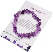 [Onperpoe] Crystal Amethyst Anxiety Bracelet for Women - Natural Stone Bead Stretch Adjustable Gemstone Bracelet - Healing Rose Quartz Jewelry for Kids, 5.5-7.5 inches, Amethyst