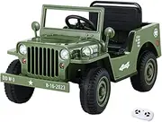 Rigo Kids Ride on Car Jeep, Remote Control 12V Battery Horn Headlight Built-in Music 30kg Capacity Safety Seat Belt Electric Cars for Toddlers Baby Walkers Little Tikes Rides Kid Toy Olive