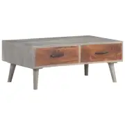Coffee Table Grey 100x60x40 cm Solid Rough Mango Wood vidaXL