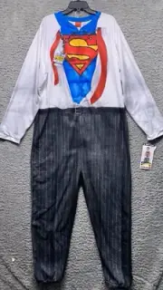 Briefly Stated Superman Clark Kent Pajama Union Suit Mens XL Zip Up ADULT