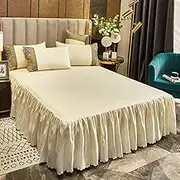FSNEODYV Bedspread Set, Ruffle Bed Skirt Bedspread, Skirt Bedspread, Ruffled Bedspread Sheet, Ruffle Skirt Bedspread Set, Bed Cover, 3 Piece Set(G,180x200CM/71x79in)