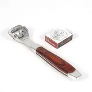 Multifunction Wooden Handle Pedicure Tool But for Dead Skin Remover Foot Scraper + Blade