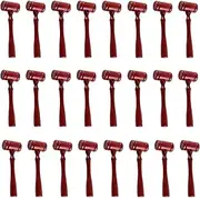 24 Pieces Judge Gavel Prop Mini Wooden Hammers Mallets Justice Costume Accessories for Auction Sale Courtroom Party Favors (Dark Red)